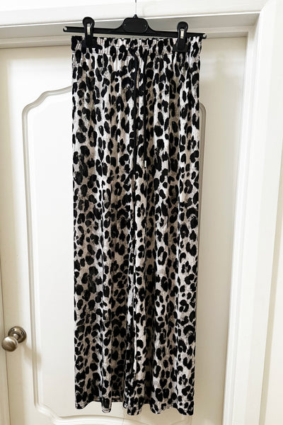 Leopard Print Pants - Grey