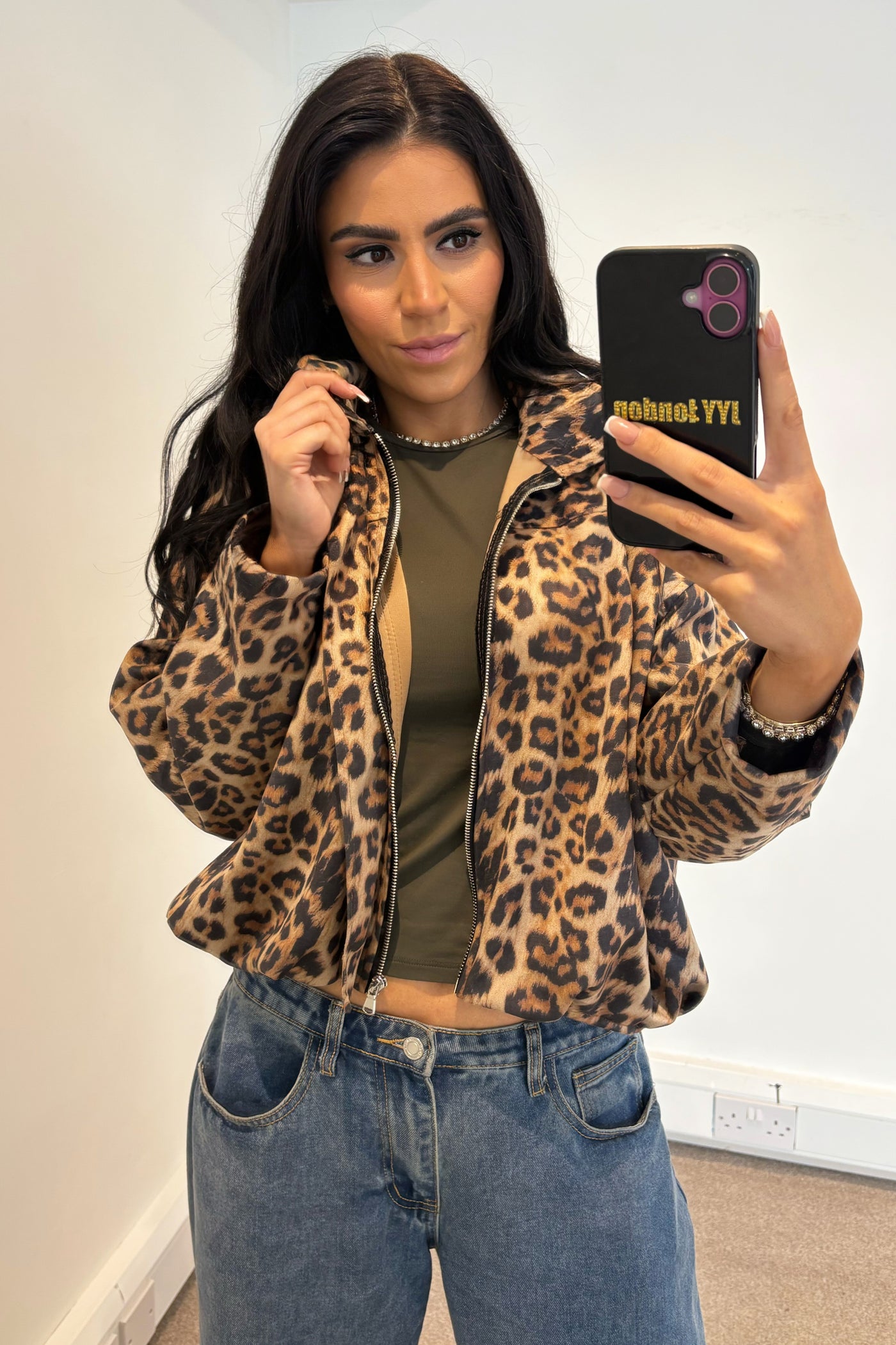 Faux Suede Jacket - Leopard Print