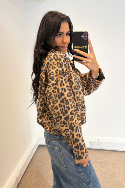 Faux Suede Jacket - Leopard Print