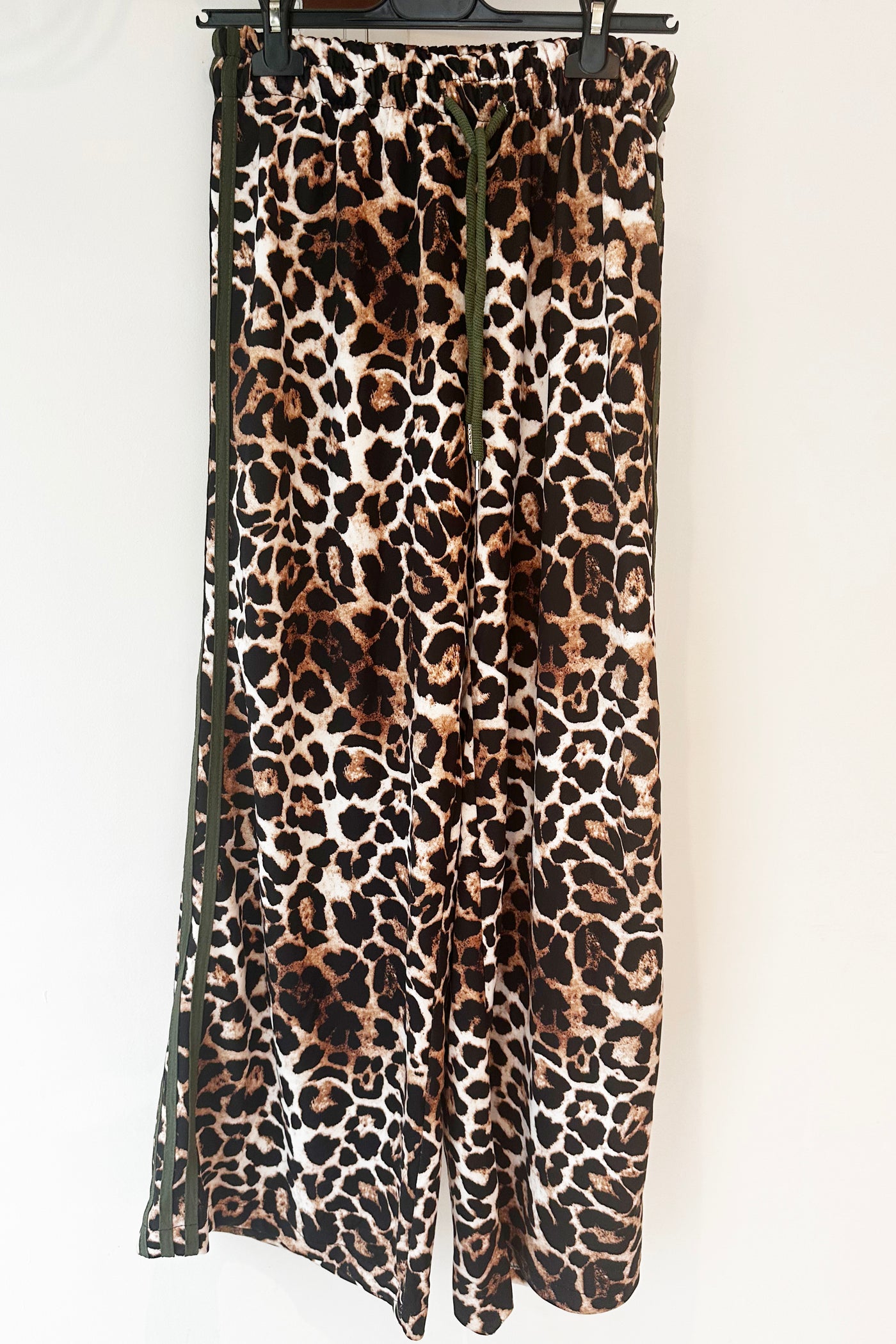 Leopard Print Trousers - Khaki Stripes