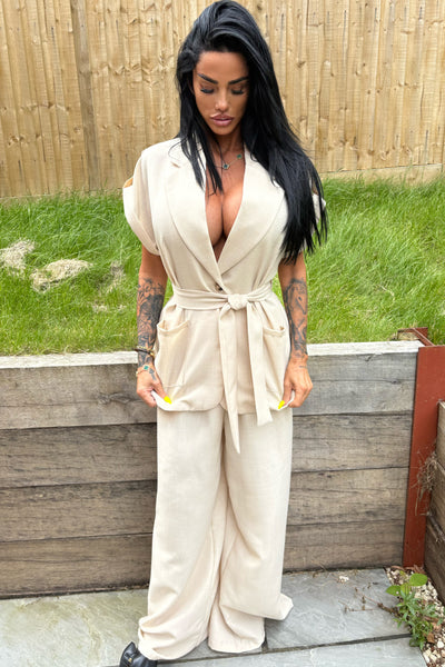 Luxe Tie Up Co-Ord - Beige