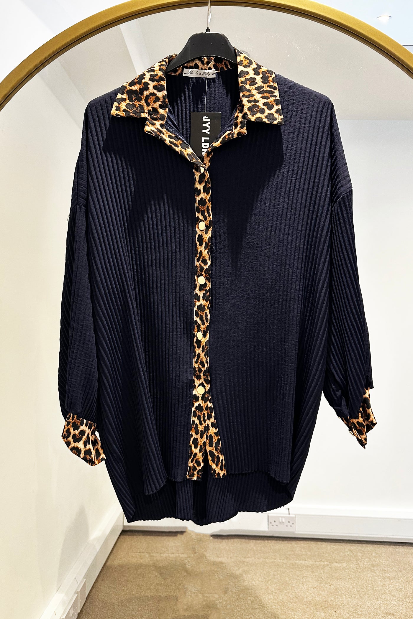 Leopard Detail Shirt - Navy