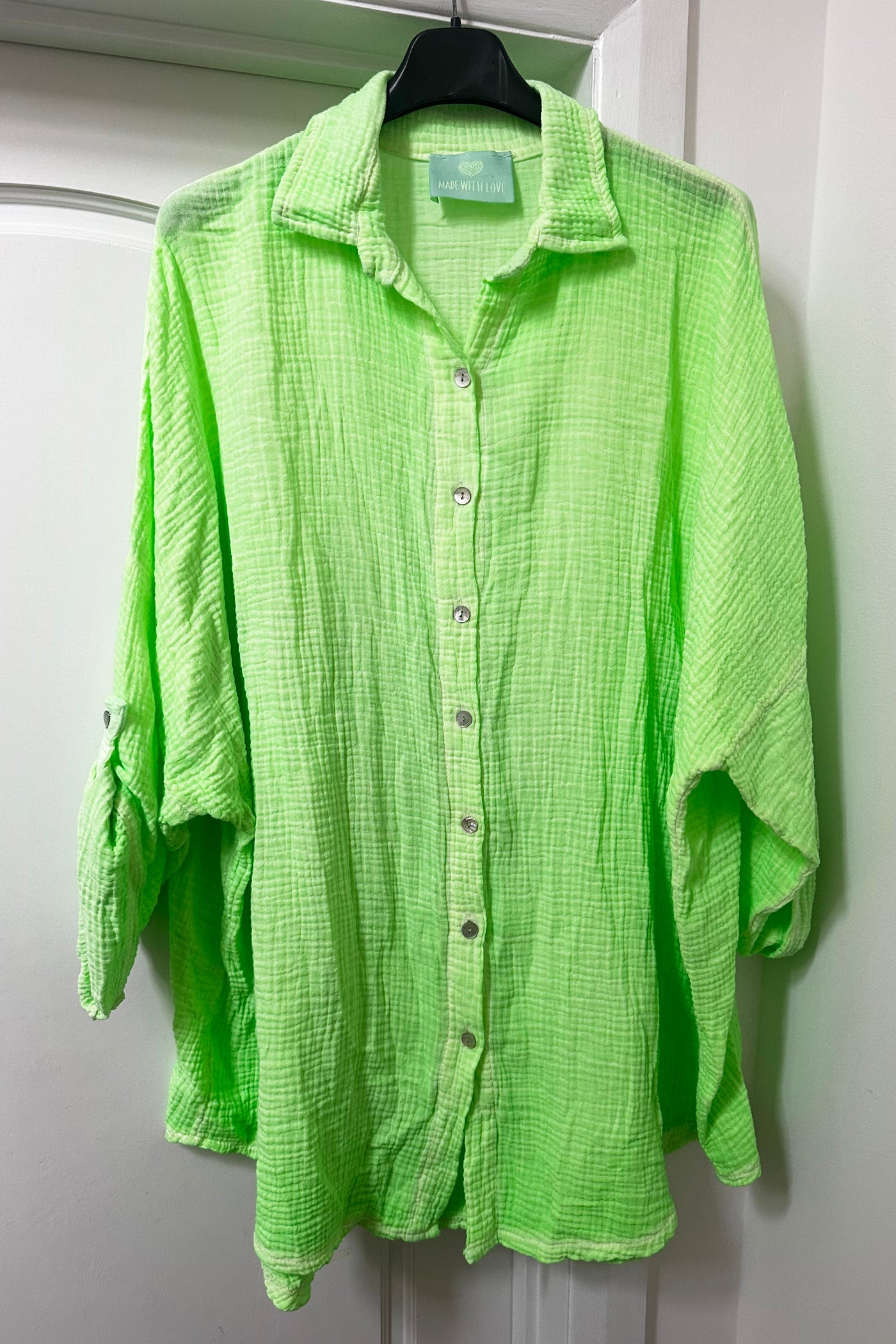 Angel Sequin Shirt - Neon Green
