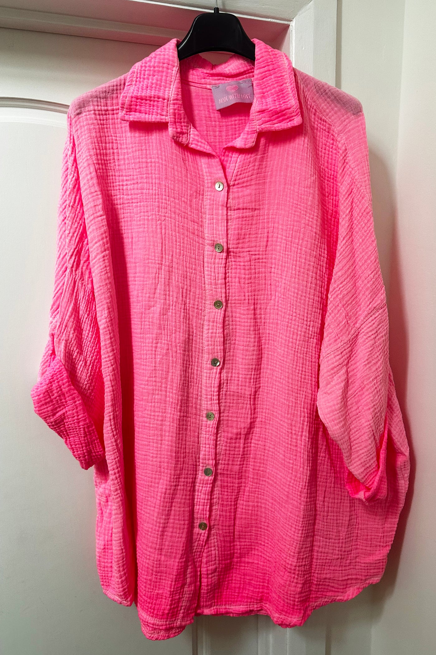 Angel Sequin Shirt - Neon Pink