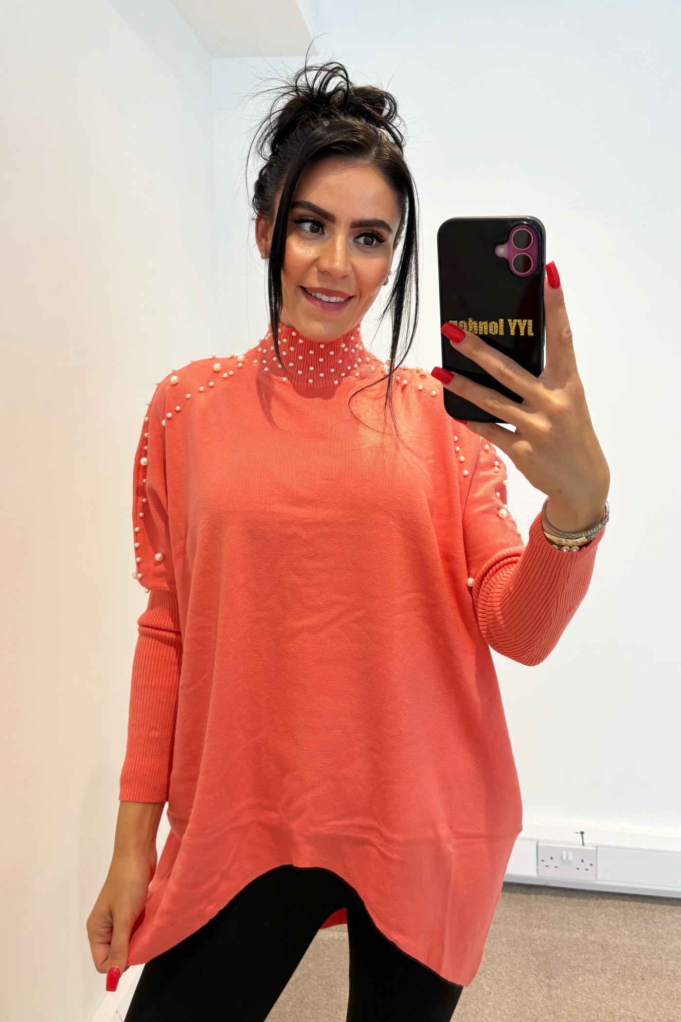 Pearl Oversized Jumper - Coral