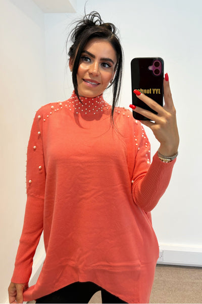 Pearl Oversized Jumper - Coral