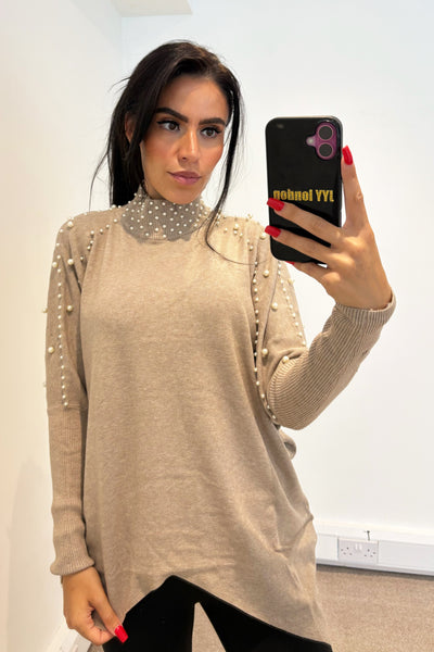 Pearl Oversized Jumper - Taupe