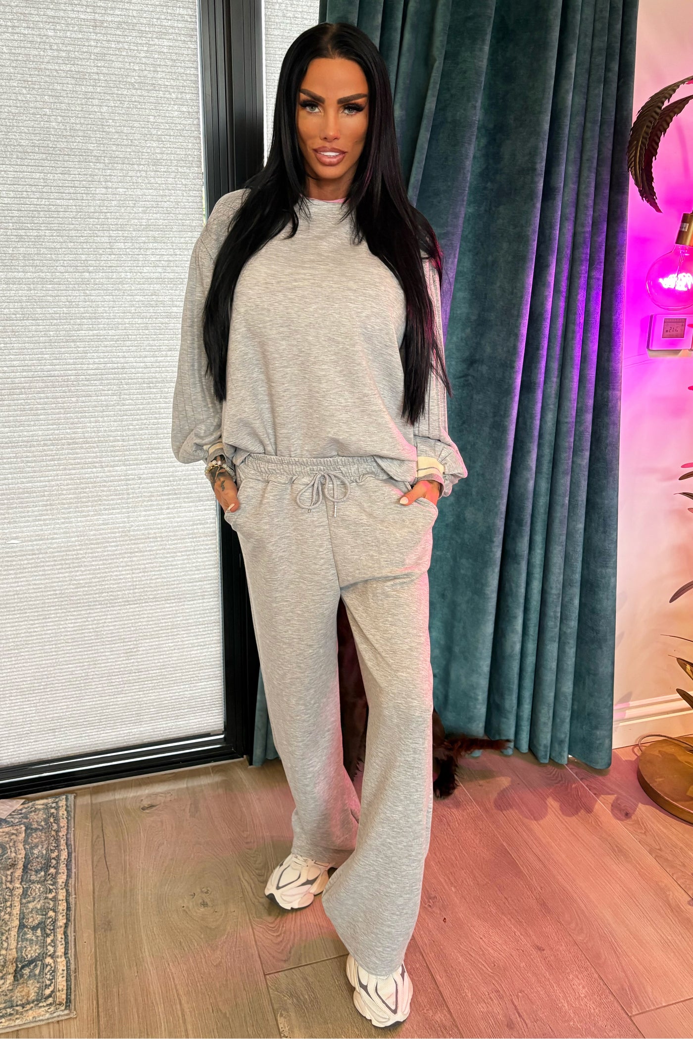 Pleated Sleeve Tracksuit - Grey