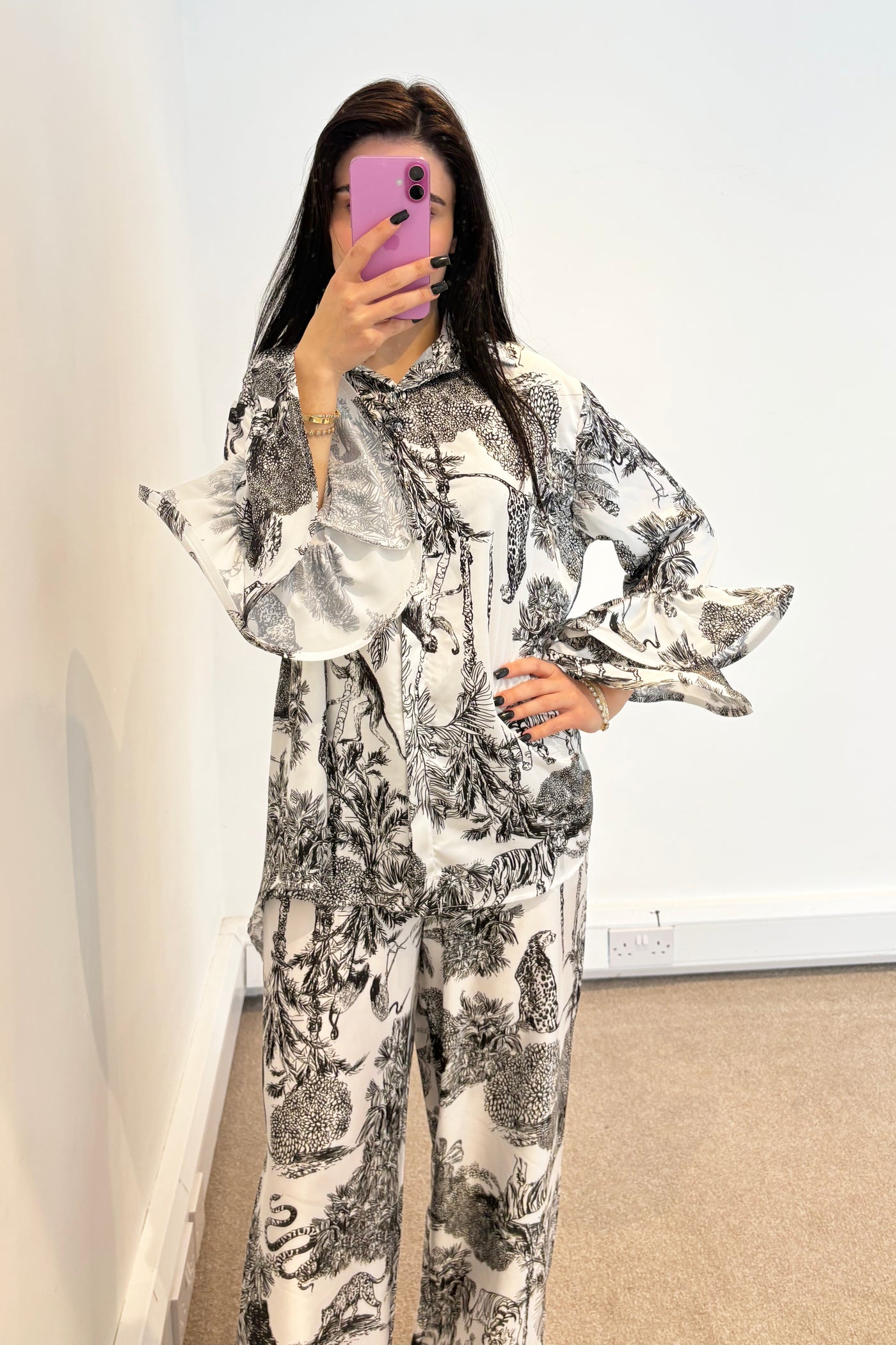 Safari Shirt & Trouser Set - Black
