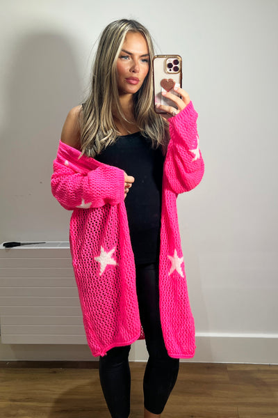 Star Cardigan - Neon Pink PREORDER 29TH SEPT