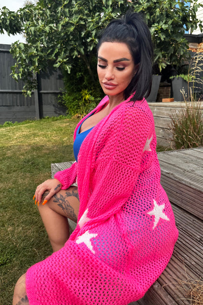 Star Cardigan - Neon Pink PREORDER 29TH SEPT