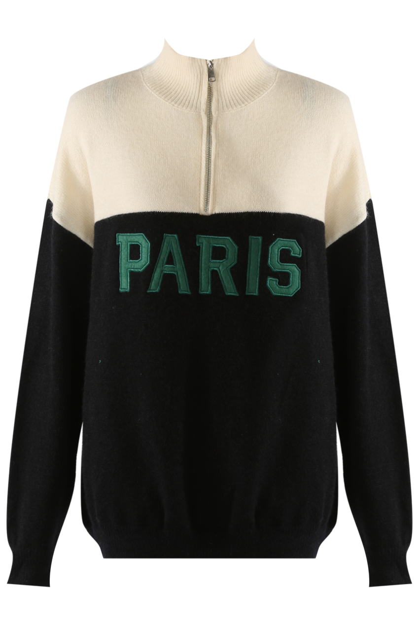 Paris Zip Jumper - Cream/Black