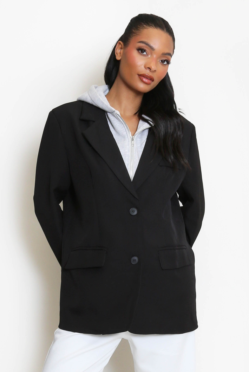 Blazer With Hoodie - Black