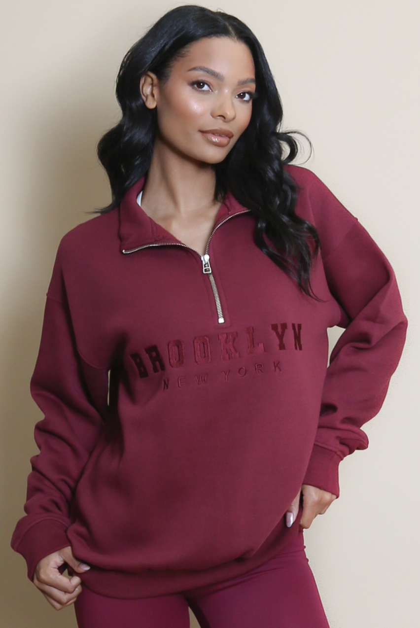 Brooklyn New York Sweatshirt - Burgundy