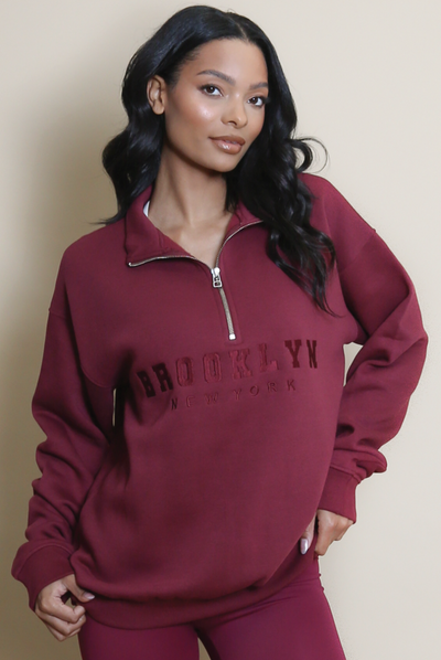 Brooklyn New York Sweatshirt - Burgundy