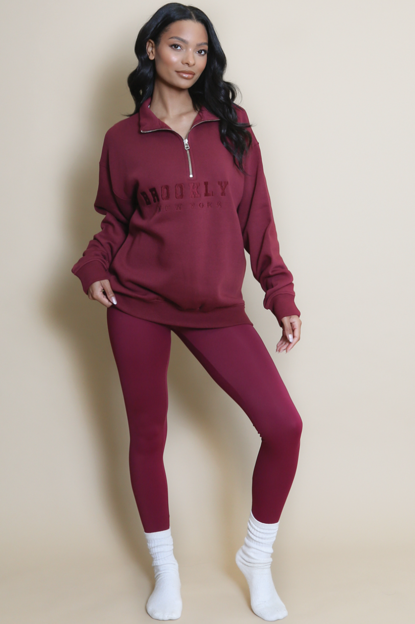 Brooklyn New York Sweatshirt - Burgundy