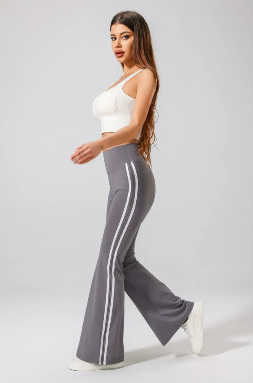 Stripe Flare Pants - Grey