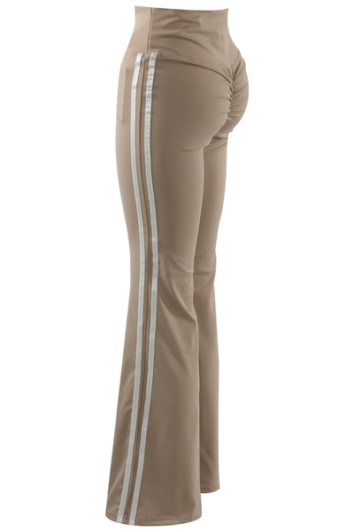 Stripe Flare Pants - Taupe