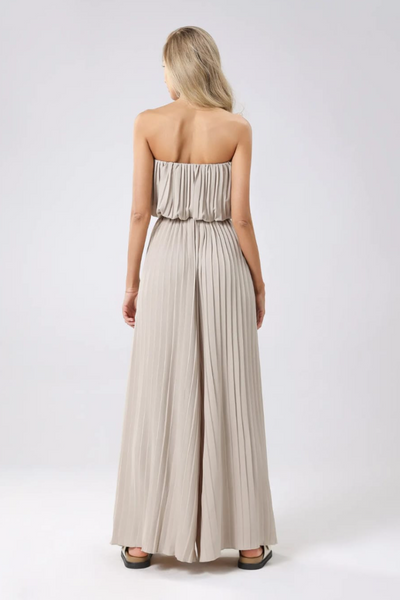 Pleated Bandeau Top & Trouser Set - Taupe