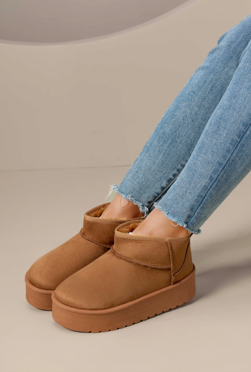 JYY Platform Mini Boots - Camel