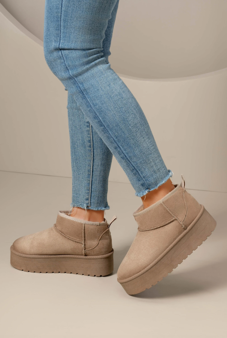 JYY Platform Mini Boots - Taupe