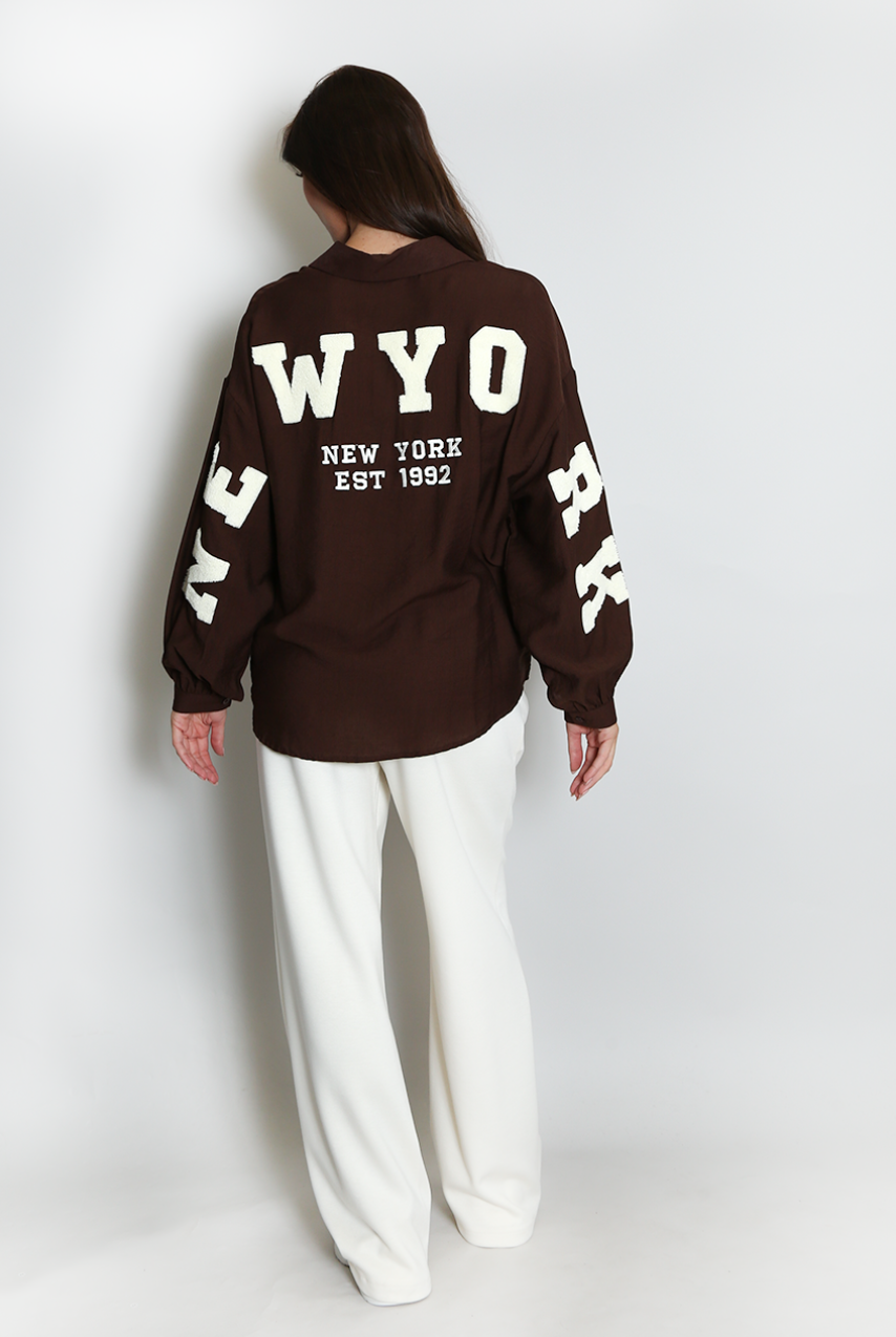 New York Oversized Shirt - Brown