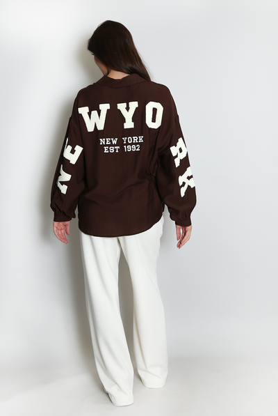 New York Oversized Shirt - Brown