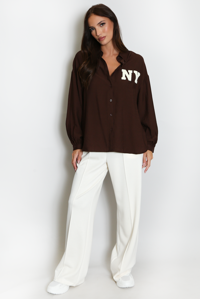 New York Oversized Shirt - Brown