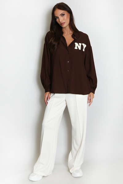 New York Oversized Shirt - Brown