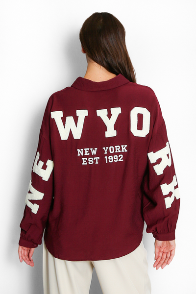 New York Oversized Shirt - Burgundy