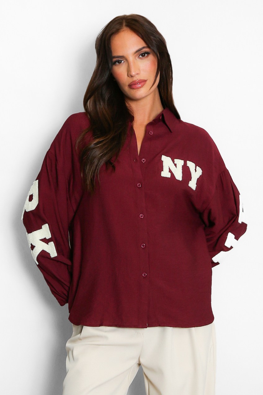 New York Oversized Shirt - Burgundy