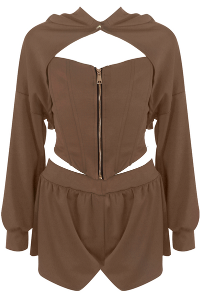 Corset 3 Piece Set - Taupe