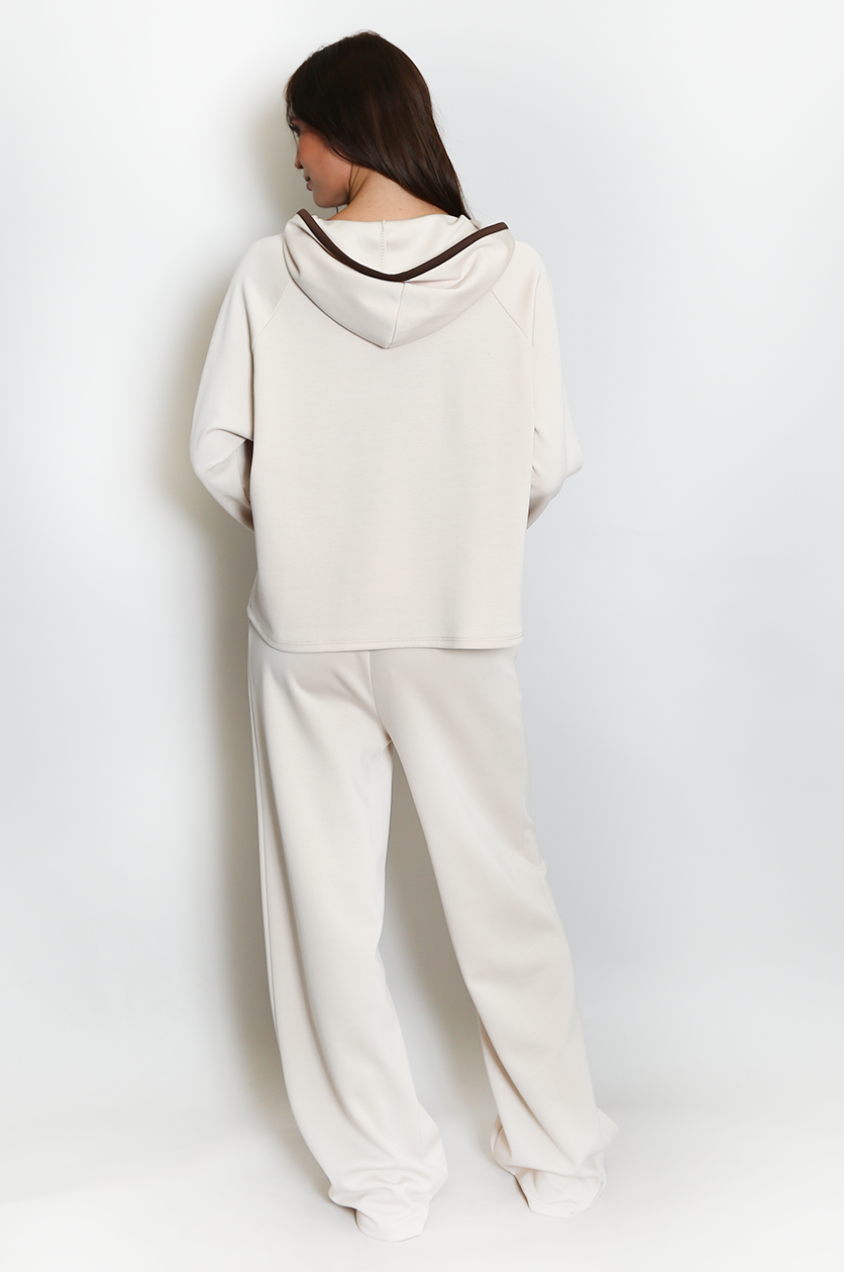 Contrast Piping Tracksuit - Beige