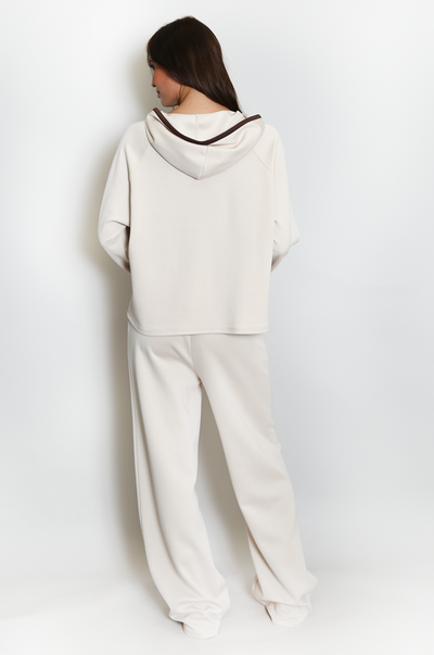 Contrast Piping Tracksuit - Beige