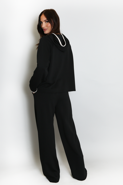 Contrast Piping Tracksuit - Black