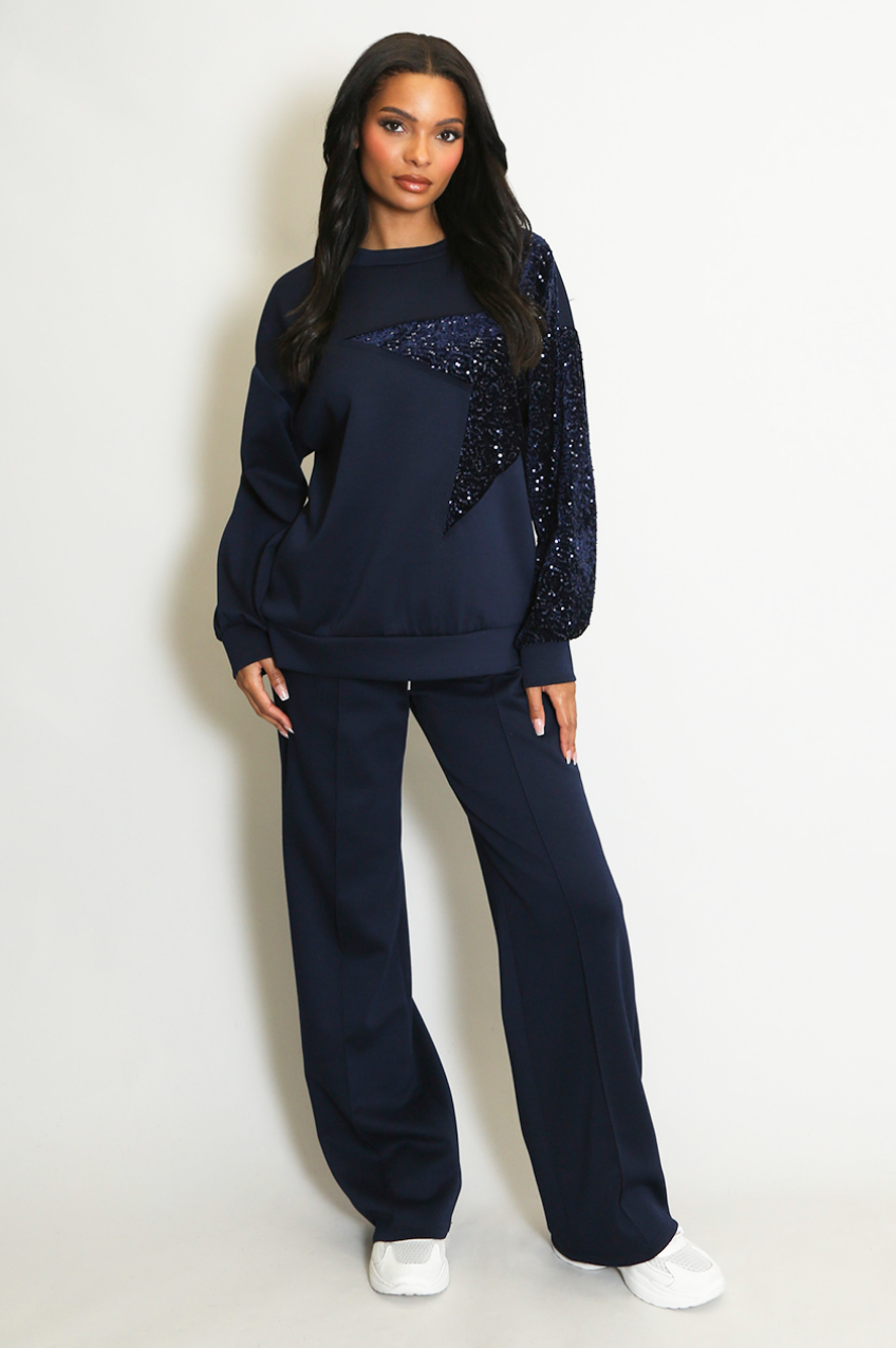 Sequin Star Tracksuit - Navy
