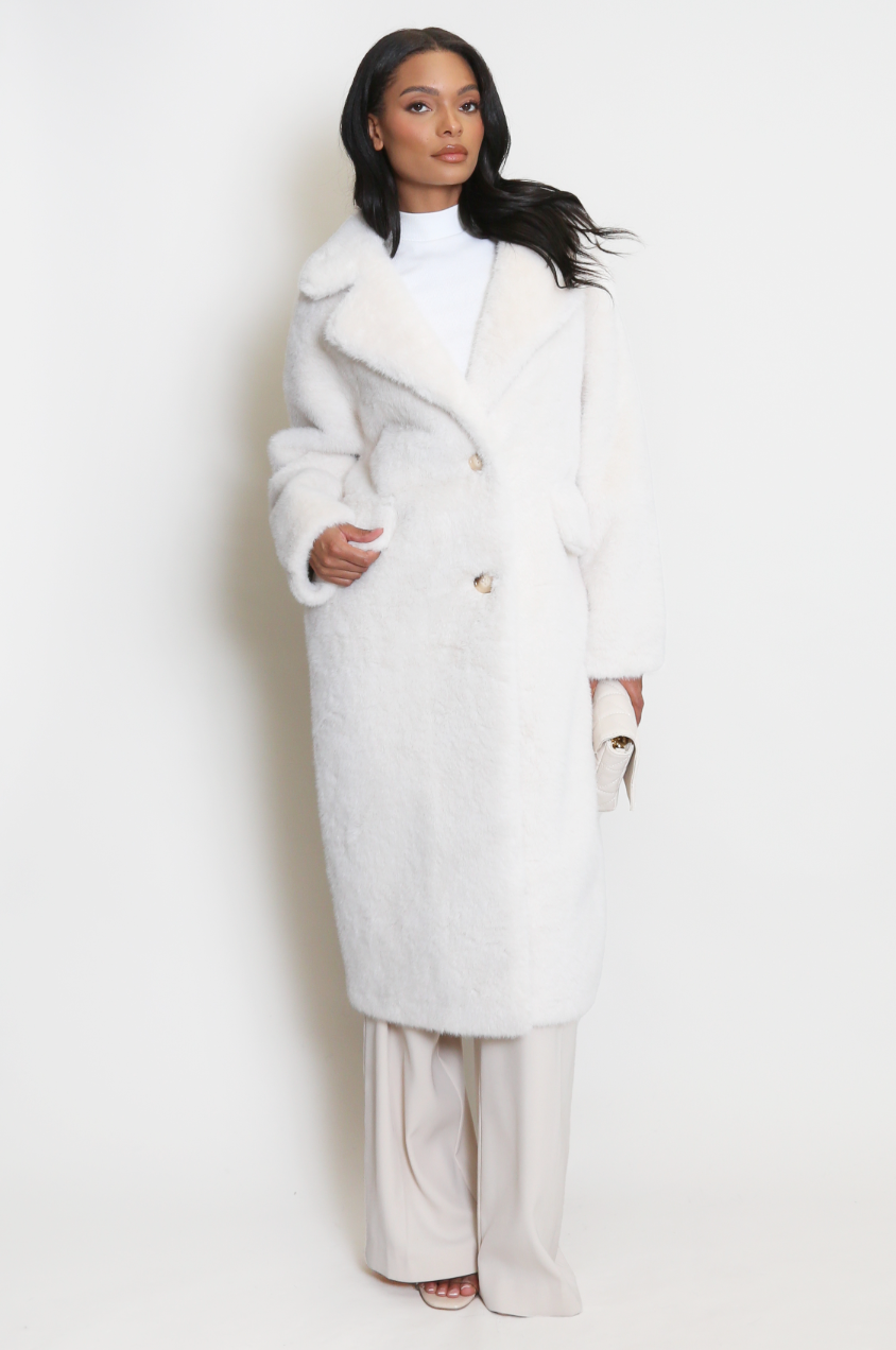 Oversized Faux Fur Coat - Cream