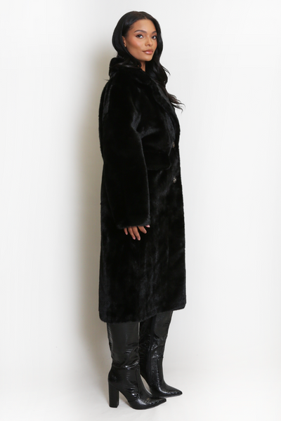 Oversized Faux Fur Coat - Black