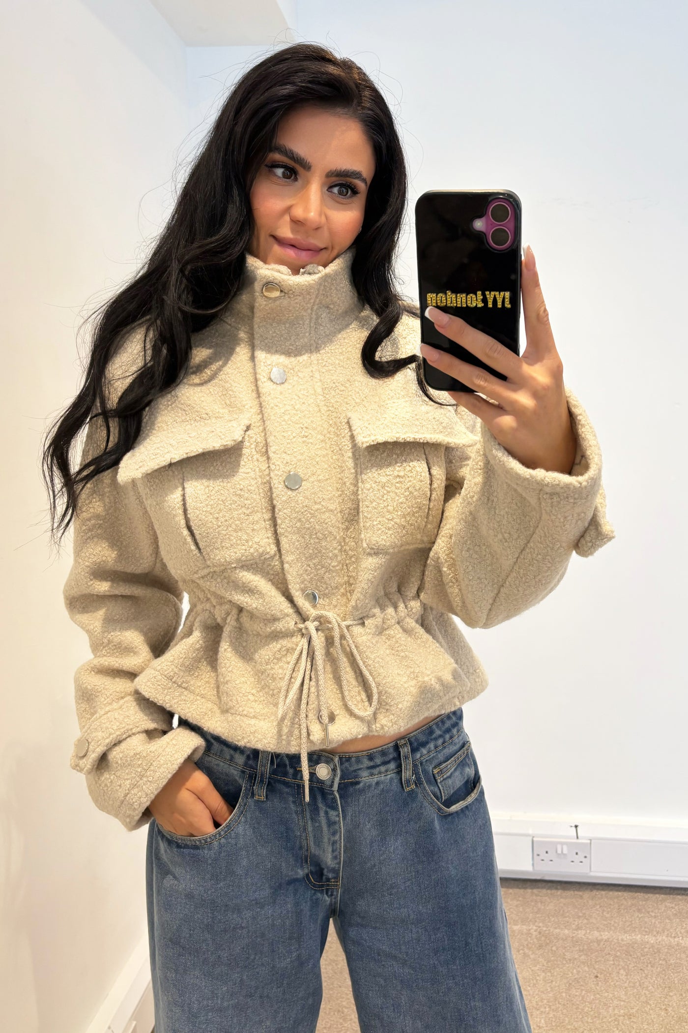 Teddy Pocket Jacket - Beige