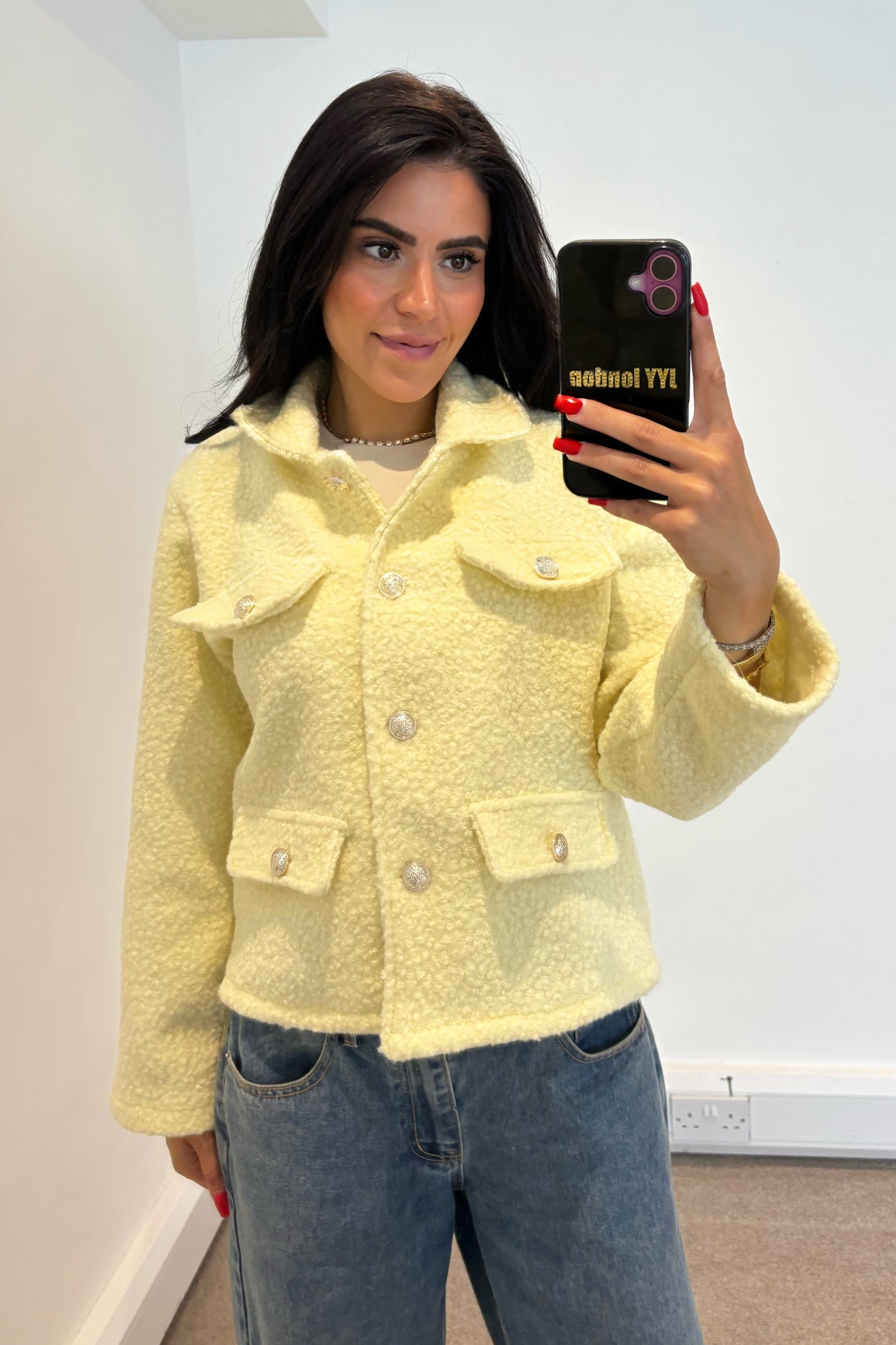 Boucle Gold Button Jacket - Yellow