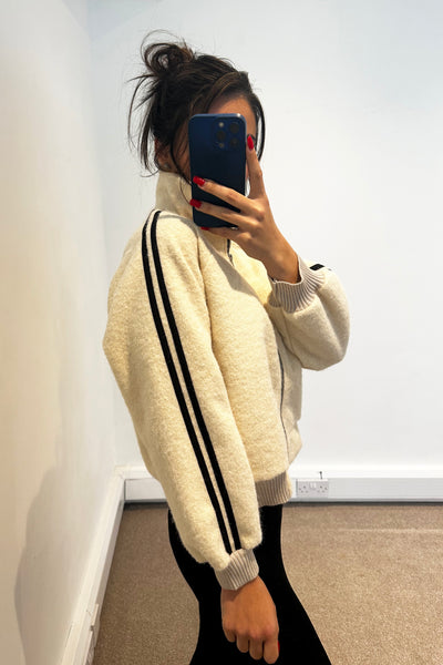 Two Stripe Bomber Jacket - Cream