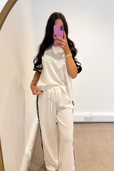 Wavy Trim Tracksuit - White