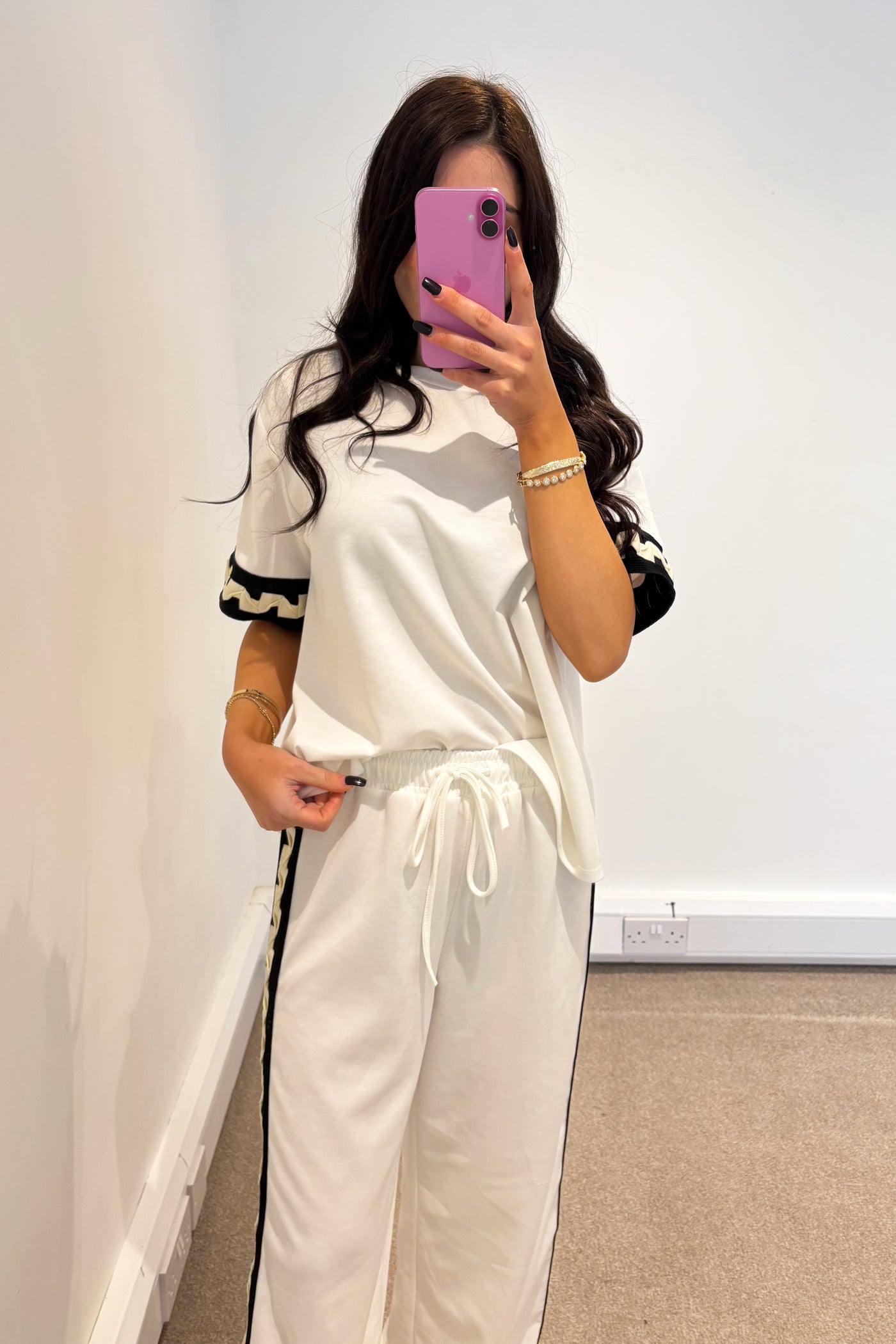 Wavy Trim Tracksuit - White