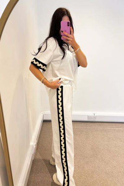 Wavy Trim Tracksuit - White