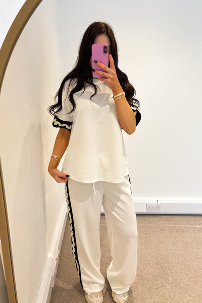 Wavy Trim Tracksuit - White