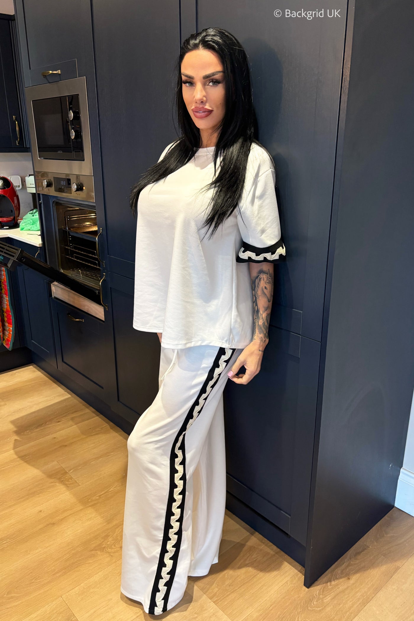 Wavy Trim Tracksuit - White