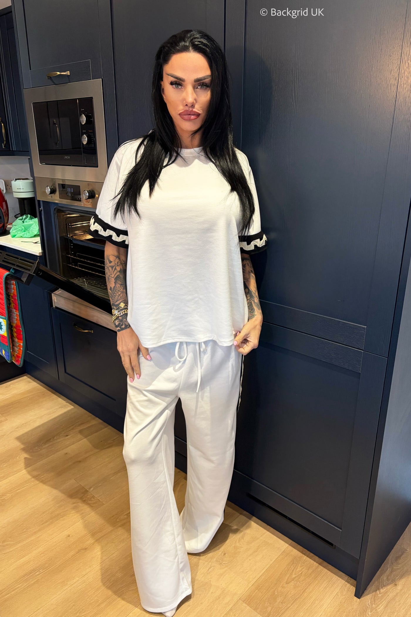 Wavy Trim Tracksuit - White