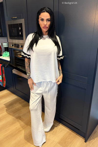 Wavy Trim Tracksuit - White