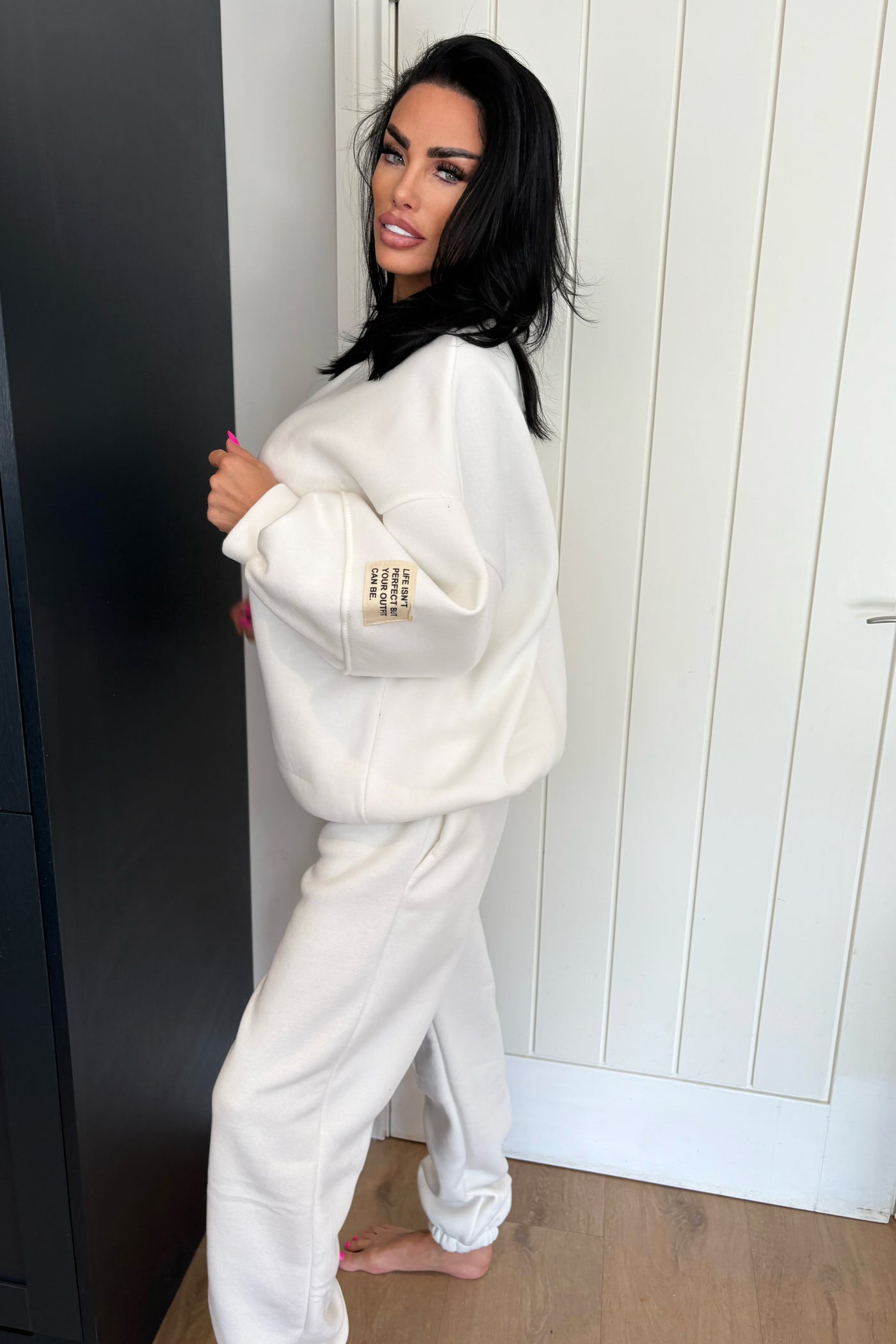 Slogan Sleeve Tracksuit - White