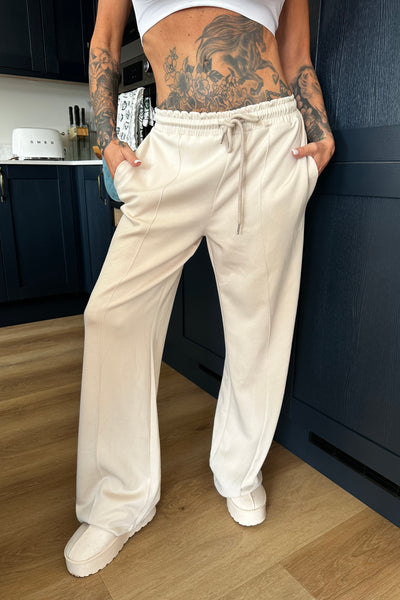 Wide Leg Joggers - Beige